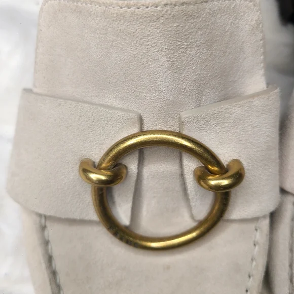 Frame Denim Cream and Gold Flats with Horsebit Detail - Picture 3 of 9